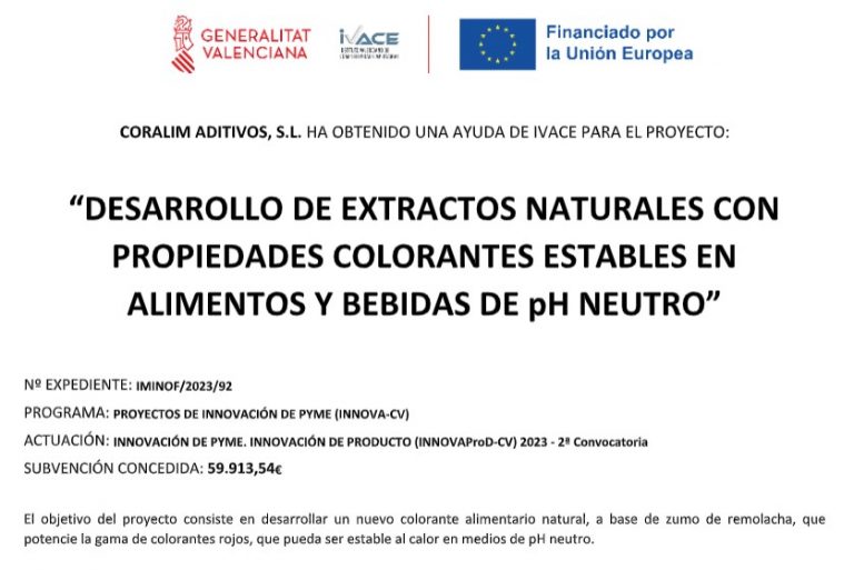 Ayuda concedida por el IVACE en proyectos de innovación de Pyme (INNOVA-CV)